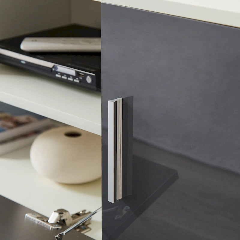 Gray 62.99 TV Stand with LED Lights, Cabinets, and Open Shelves for TVs Up to 65