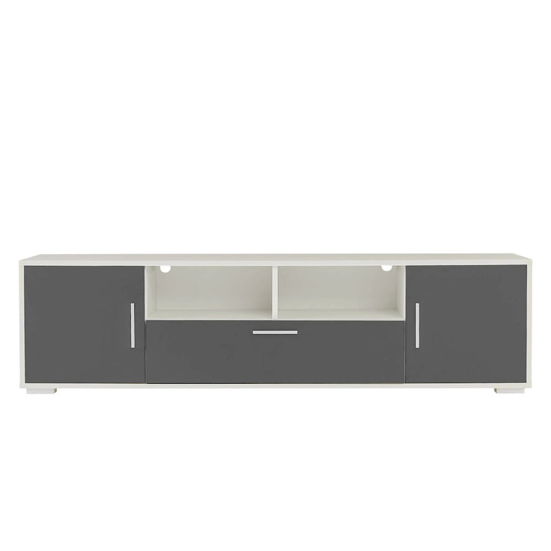 Gray 62.99 TV Stand with LED Lights, Cabinets, and Open Shelves for TVs Up to 65