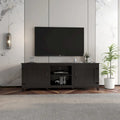 Black 70.08" TV Stand with Doors & Open Compartments for TVs Up to 60"