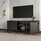 Black 70.08" TV Stand with Doors & Open Compartments for TVs Up to 60"