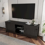 Black 70.08" TV Stand with Doors & Open Compartments for TVs Up to 60"