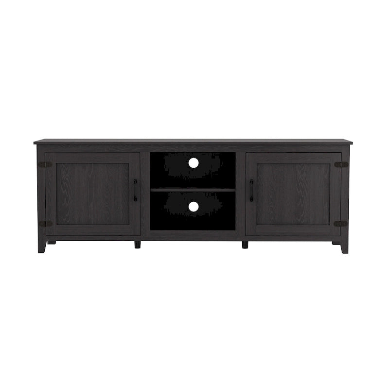 Black 70.08" TV Stand with Doors & Open Compartments for TVs Up to 60"