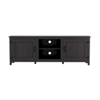Black 70.08" TV Stand with Doors & Open Compartments for TVs Up to 60"