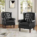 Set of 2 PU Leather Button Tufted Accent Chair