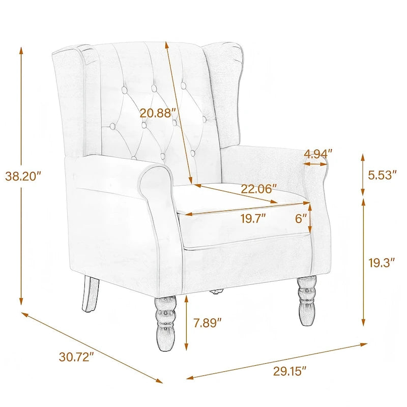 Set of 2 PU Leather Button Tufted Accent Chair