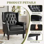Set of 2 PU Leather Button Tufted Accent Chair