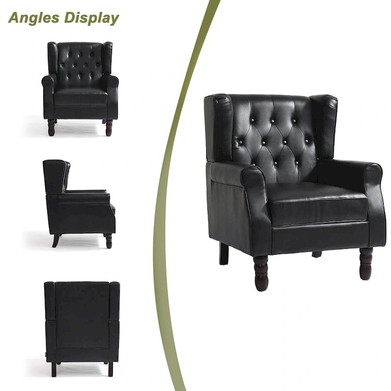 Set of 2 PU Leather Button Tufted Accent Chair