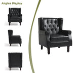Set of 2 PU Leather Button Tufted Accent Chair