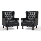 Set of 2 PU Leather Button Tufted Accent Chair