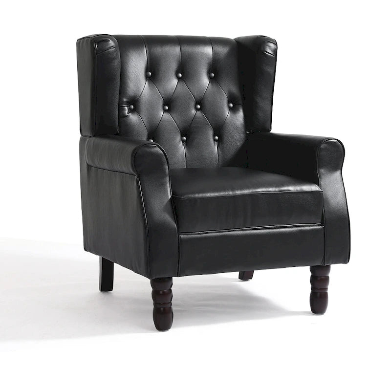 Set of 2 PU Leather Button Tufted Accent Chair