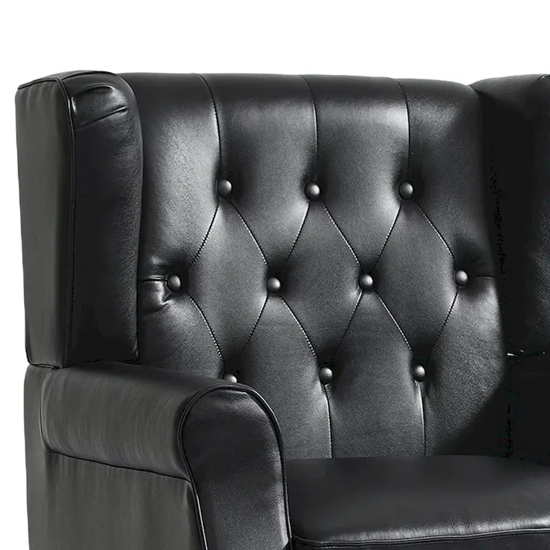 Set of 2 PU Leather Button Tufted Accent Chair