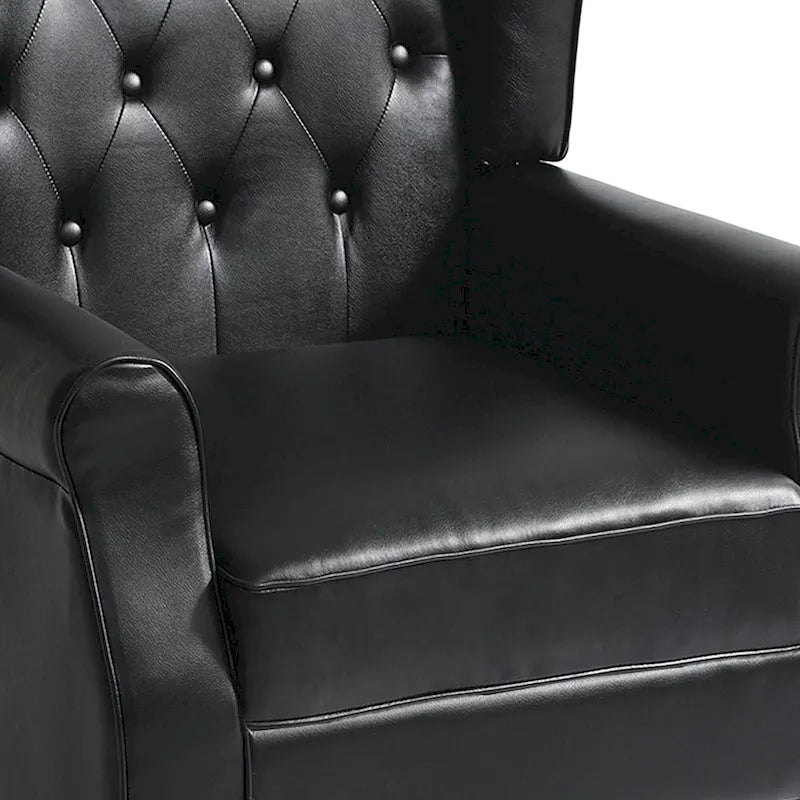 Set of 2 PU Leather Button Tufted Accent Chair