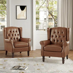 Set of 2 PU Leather Button Tufted Accent Chair