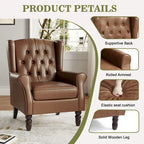 Set of 2 PU Leather Button Tufted Accent Chair