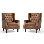 Set of 2 PU Leather Button Tufted Accent Chair