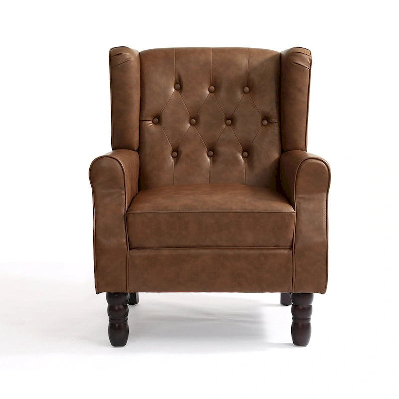 Set of 2 PU Leather Button Tufted Accent Chair