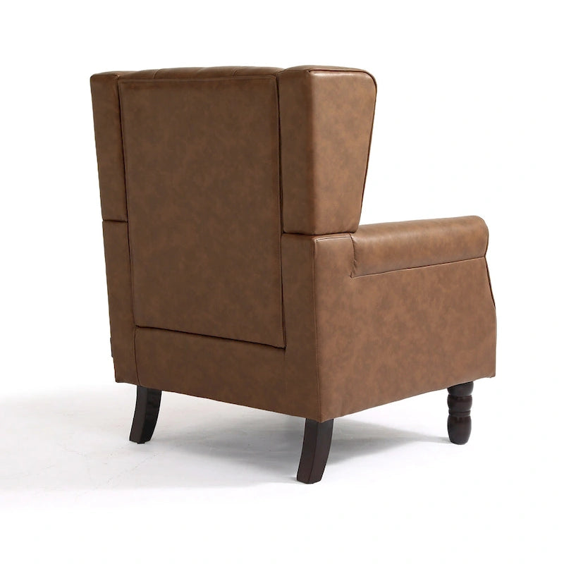 Set of 2 PU Leather Button Tufted Accent Chair