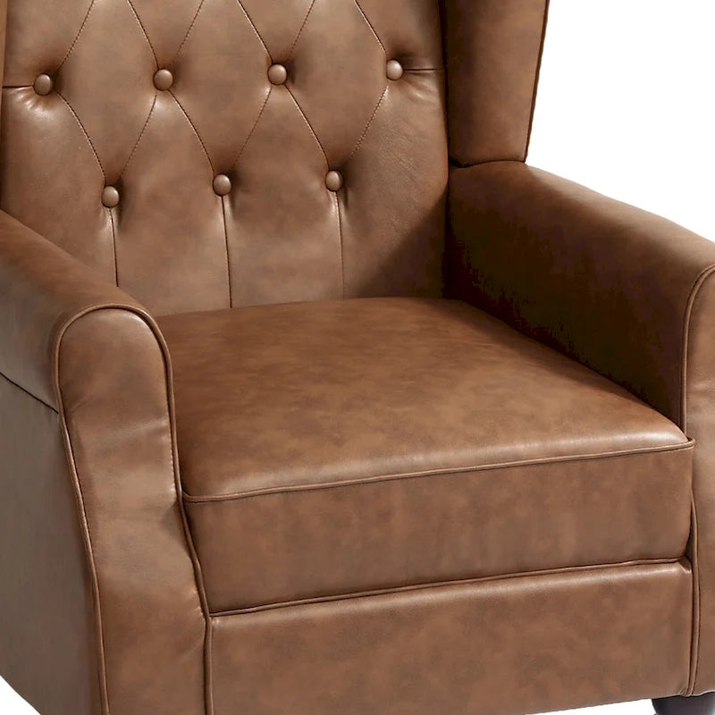 Set of 2 PU Leather Button Tufted Accent Chair