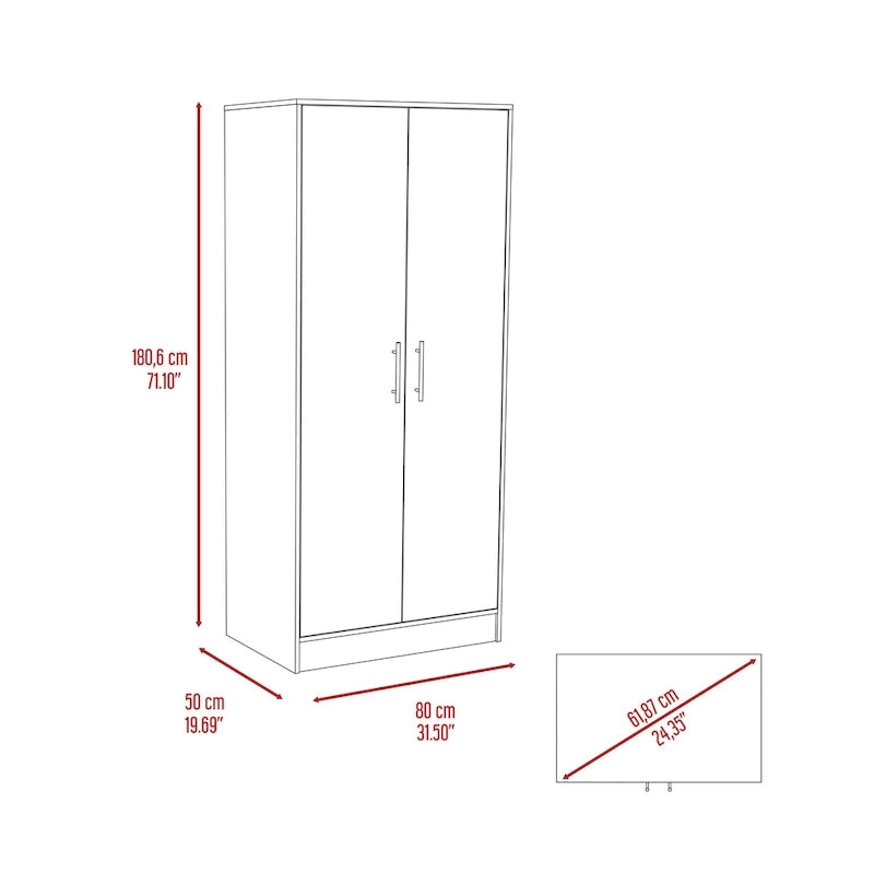 19.7  Double-door Armoire with Two Shelves and One Drawer for Bedroom