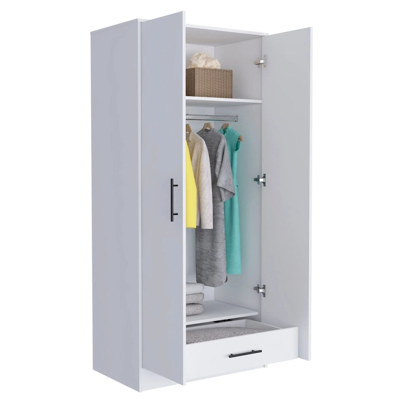 19.7  Double-door Armoire with Two Shelves and One Drawer for Bedroom