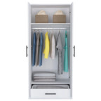 19.7  Double-door Armoire with Two Shelves and One Drawer for Bedroom