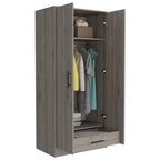 19.7  Double-door Armoire with Two Shelves and One Drawer for Bedroom