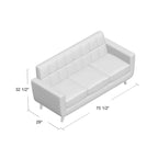 Linen-Look Upholstered Tufted Mid-century Sofa
