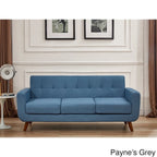 Linen-Look Upholstered Tufted Mid-century Sofa