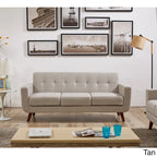 Linen-Look Upholstered Tufted Mid-century Sofa