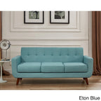 Linen-Look Upholstered Tufted Mid-century Sofa