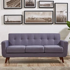 Linen-Look Upholstered Tufted Mid-century Sofa