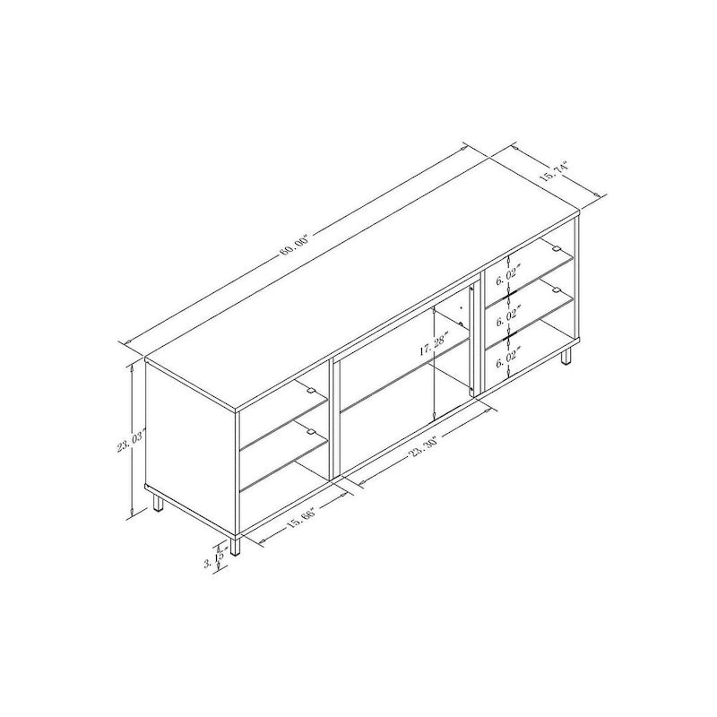 Brighton 60 In. Wire Management Media Cabinet Console for TVs Up to 56"
