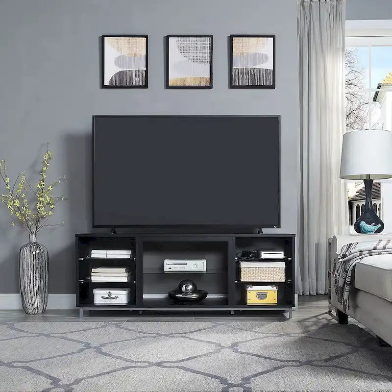 Brighton 60 In. Wire Management Media Cabinet Console for TVs Up to 56"