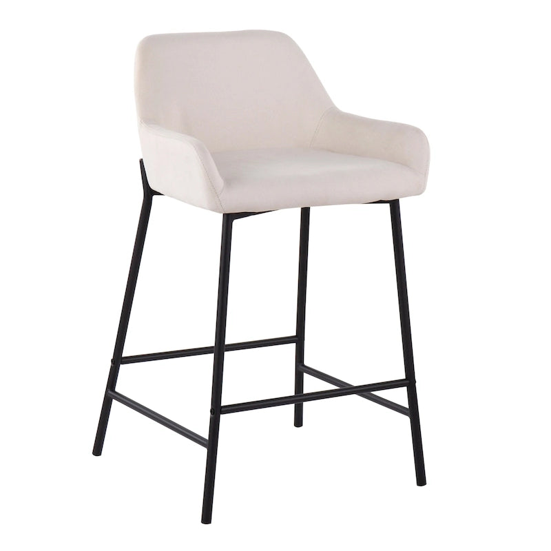Galotti Black Fixed-Height Upholstered Counter Stool - Set of 2