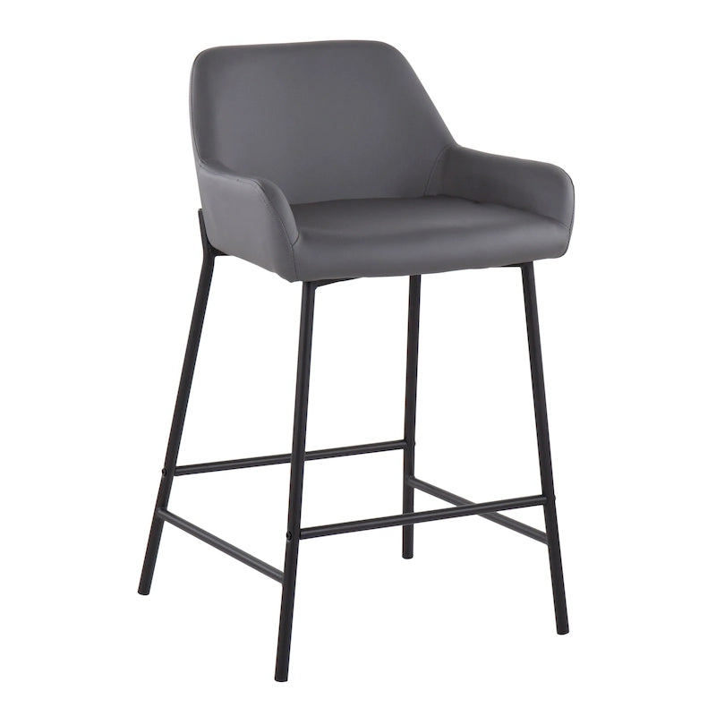 Galotti Black Fixed-Height Upholstered Counter Stool - Set of 2