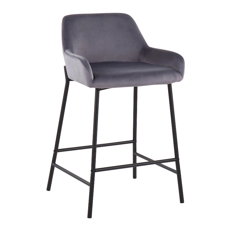 Galotti Black Fixed-Height Upholstered Counter Stool - Set of 2