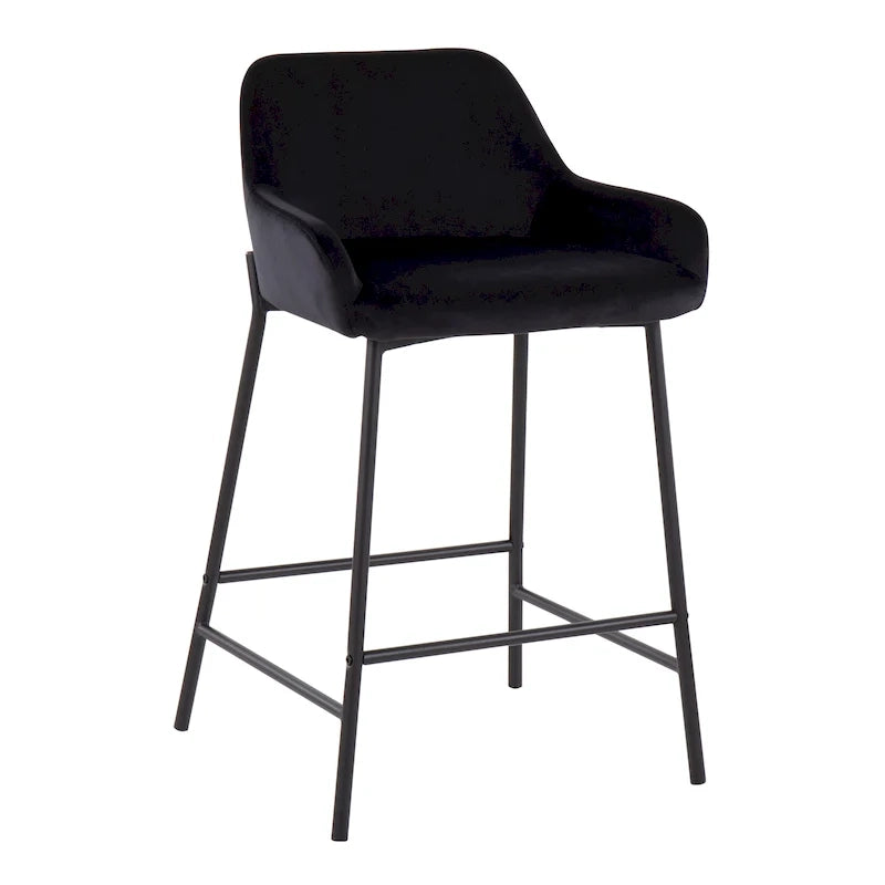 Galotti Black Fixed-Height Upholstered Counter Stool - Set of 2