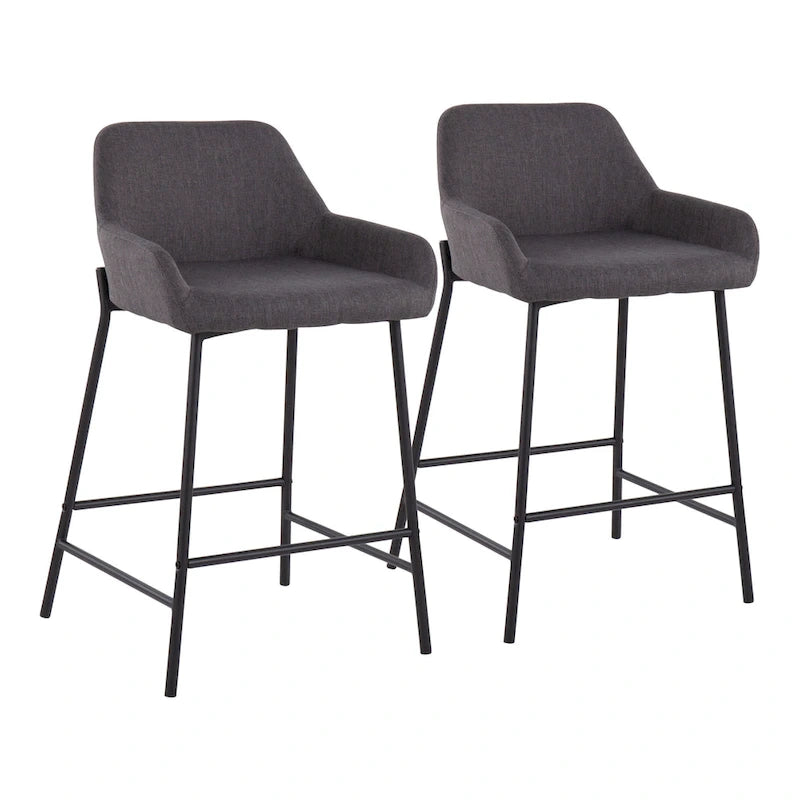  Galotti Black Fixed-Height Upholstered Counter Stool - Set of 2