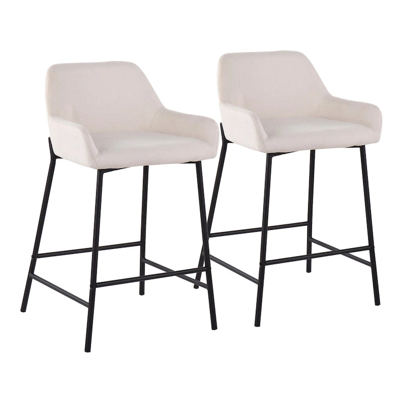 Black Fixed-Height Upholstered Counter Stool - Set of 2