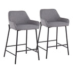 Black Fixed-Height Upholstered Counter Stool - Set of 2