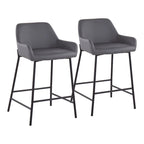 Black Fixed-Height Upholstered Counter Stool - Set of 2