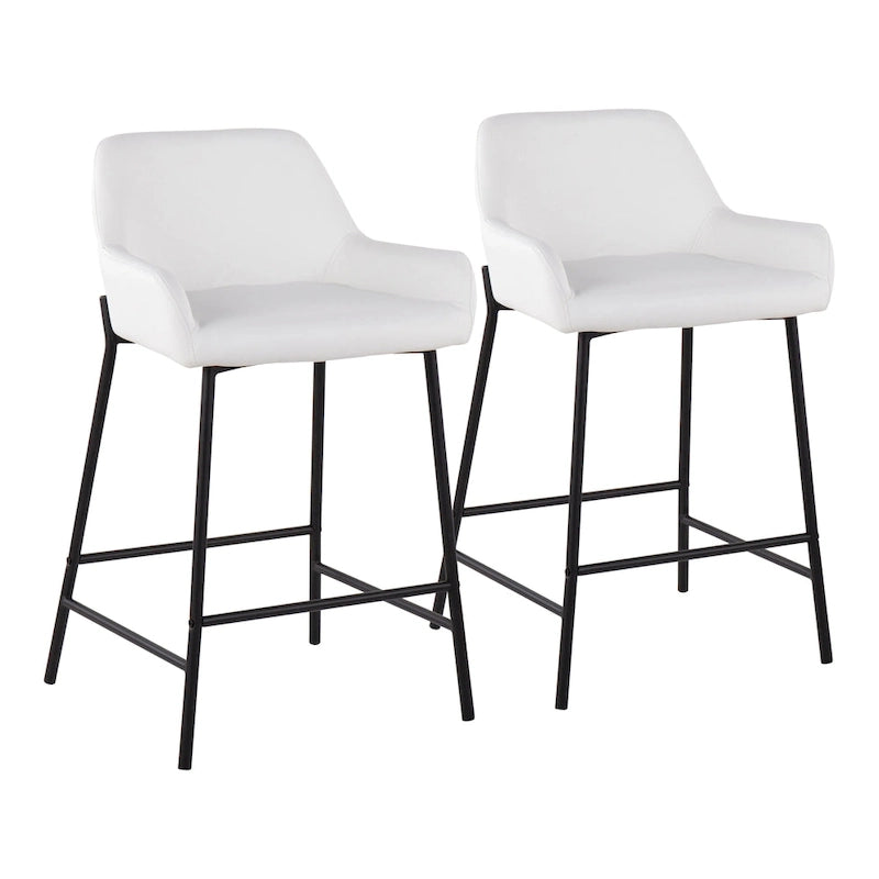 Black Fixed-Height Upholstered Counter Stool - Set of 2
