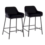 Black Fixed-Height Upholstered Counter Stool - Set of 2