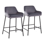 Black Fixed-Height Upholstered Counter Stool - Set of 2