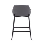 Black Fixed-Height Upholstered Counter Stool - Set of 2