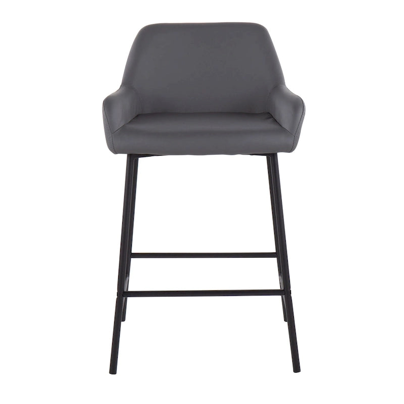Black Fixed-Height Upholstered Counter Stool - Set of 2