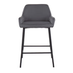 Black Fixed-Height Upholstered Counter Stool - Set of 2