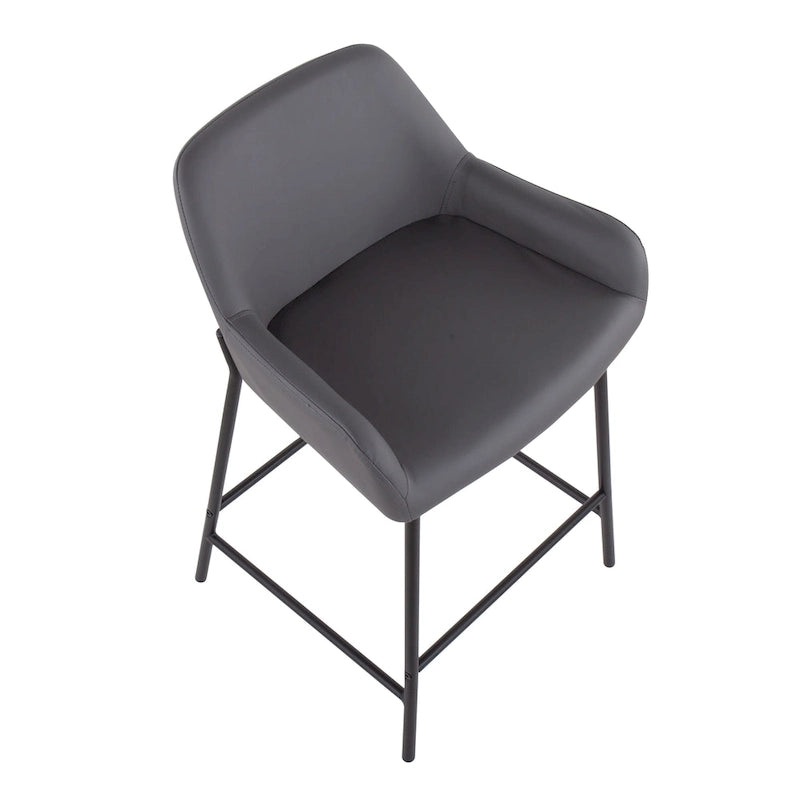 Black Fixed-Height Upholstered Counter Stool - Set of 2