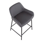 Black Fixed-Height Upholstered Counter Stool - Set of 2