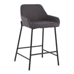 Black Fixed-Height Upholstered Counter Stool - Set of 2